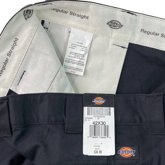 Dickies Mens 42x30 CARGO PANTS Regular Fit Straight Leg Black Twill work utility - Picture 14 of 16